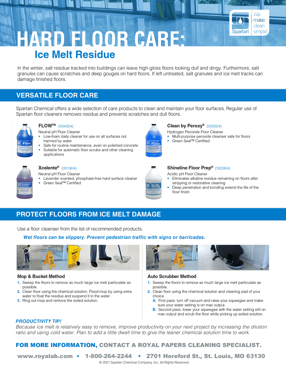 Royal Spartan Ice Melt Residue Hard Floor Care Info
